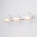 3 Lights Traditional Flush Mount Wall Sconce Vintage Glass Vanity Lamp for Bathroom