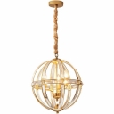 Crystal and Metal Globe 3 Lights Elegant Traditional Vintage Chandelier for Dinning Room