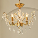 European Style Hanging Light Kit 6 Light Crystal Chandelier for Living Room Dining Room
