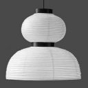 2-Light Pendant Lighting Minimalist Style Bowl Shape Fabric Suspension Light