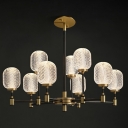 9-Light Chandelier Lighting Fixtures Traditional Style Cylinder Shape Glass Ceiling Light