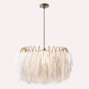 Feather Material Hanging Lights 3 Light Chandelier for Living Room Children's Room