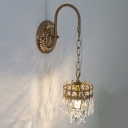 Crystal and Metal Sconce Light Fixtures 1 Light Elegant Modern Wall Mounted Lamp for Living Room