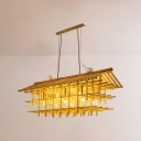 13-Light Ceiling Chandelier ​Modernist  Style Roof Shape Wood Suspension Light