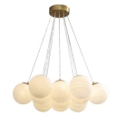 White Chandelier Globe Shade Hanging Light Modern Style Glass Pendant Light for Living Room