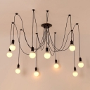 10-Light Pendant Lighting Industrial Style  Exposed Bulb Shape Metal Hanging Light