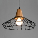 1-Light Suspension Lamp Contemporary Style Cage Shape Metal Pendant Lighting Fixtures