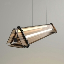 1-Light Island Chandelier Minimalist Style Geometry Shape Glass Warm Light Hanging Lamp Kit