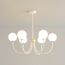 6-Light Ceiling Pendant Light Minimalist Style Globe Shape Metal Hanging Lamp