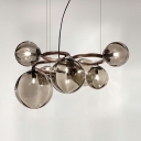 Gray Chandelier Light Fixture Globe Shade Modern Style Glass Chandelier Pendant Light for Living Room