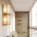 2-Light Sconce Lights Minimalism Style Rectangle Shape Metal Wall Mount Lamp