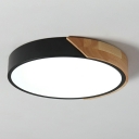 Contemporary Wood and Acrylic Led Flush Ceiling Lights Drum Flush Mount Light Fixtures