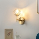 1-Light Sconce Lights Modernist Style Globe Shape Crystal Wall Mount Light Fixture