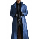 Mens Trench Coat Chic Plain Single Breasted Long Sleeve Lapel Collar Regular Fit Trench Coat