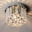 Flush Mount Lighting Round Shade Modern Style Crystal Flush Mount Light for Living Room