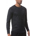 Casual T-Shirt Solid Color Long Sleeve Round Neck Regular Fit T-Shirt for Men