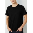 Guy's Street Look T-Shirt Regular Whole Colored Round Collar Short Sleeve T-Shirt