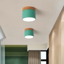 Drum 1 Light Modern Flush Mount Ceiling Lighting Fixture Macaron Flush Mount Lamp for Bedroom