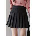 Classic Womens Pleated Skirt Solid Color Zipper Back A-Line Skater Mini Skirt