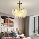 7-Light Hanging Ceiling Lights Simplicity Style Feather Shape Metal Chandelier Lighting