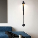 1 Light Disk Sconce Light Fixture Modern Style Metal Wall Mounted Lamp in Black
