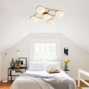 White Glass Shade Flush Mount Ceiling Light Fixture Pendant Lights for Bedroom