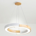 Ceiling Lamp Round Shade Modern Style Wood Chandelier Pendant Light for Living Room