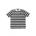 Stylish Mens Polo Shirt Stripe Pattern Turn-down Collar Short Sleeve Button Detail Loose Fit Polo Shirt