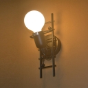 1-Light Sconce Light Vintage Style Expoed Buld Shape Metal Wall Mounted Lamp