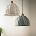 1-Light Pendant Lighting Fixtures Modern Style Dome Shape Fabric Ceiling Lamp