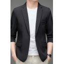 Basic Boys Suit Pure Color Long-Sleeved Lapel Collar Single Button Regular Fit Blazer Suit