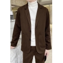 Boy's Dashing Plain Long-Sleeved Lapel Collar Single Breasted Pocket Detail Blazer Suit