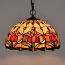 Pendant Light Fixture Semicircular Shade Modern Style Glass Pendant Lighting for Living Room