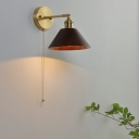 1-Light Sconce Lights Minimalism Style Cone Shape Wood Wall Mount Light Fixture