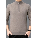 Basic Men's Knit Sweater Ribbed Trim High Neck Long Sleeve Relaxed Fit Sweater