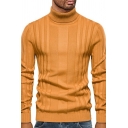 Original Guy's Sweater Pure Color Ribbed Cuffs Long Sleeve High Neck Slim Pullover Sweater