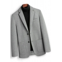 Vintage Men Blazer Whole Colored Relaxed Lapel Collar Long-sleeved Button Down Suit Blazer