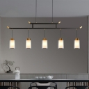 5 Lights Cylinder Shade Hanging Light Modern Style Glass Pendant Light for Living Room