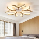 LED Flush Mount Ceiling Light Fixtures Wood Flush Ceiling Light for Living Room