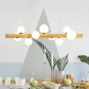 9 Lights Globe Shade Hanging Light Modern Style Glass Pendant Light for Living Room
