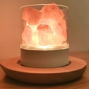Art Deco Drum Nightstand Lamps Sea Salt and Clear Glass Table Lamp for Bedroom