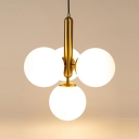 White Ceiling Lamp Globe Shade Simplicity Style Glass Chandelier Pendant Light for Living Room