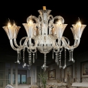 Hanging Light Kit Candle Shade Modern Style Crystal Pendant Lighting Fixtures for Living Room