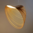 Wood 1 Light Modern Hanging Pendnant Lamp Minimalist Pendant Light for Bedroom