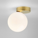 1-Light Flushmount Lighting Minimalism Style Globe Shape Glass Ceiling Flush Mount