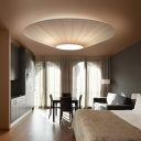 Contemporary Half Conical Semi-Flush Mount Ceiling Light Fixtures Fabric Ceiling Light