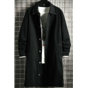 Boy's Denim Trench Coat Stylish Plain Single Breasted Loose Fit Trench Coat