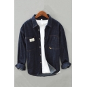 Fashionable Boys Jacket Plain Button Closure Long Sleeve Lapel Collar Denim Jacket