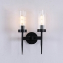 2-Light Sconce Light Industrial Style Cylinder Shape Metal Wall Mounted Lights