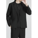Vintage Boys Suit Solid Color Long-Sleeved Lapel Collar Single Breasted Blazer Suit with Pocket